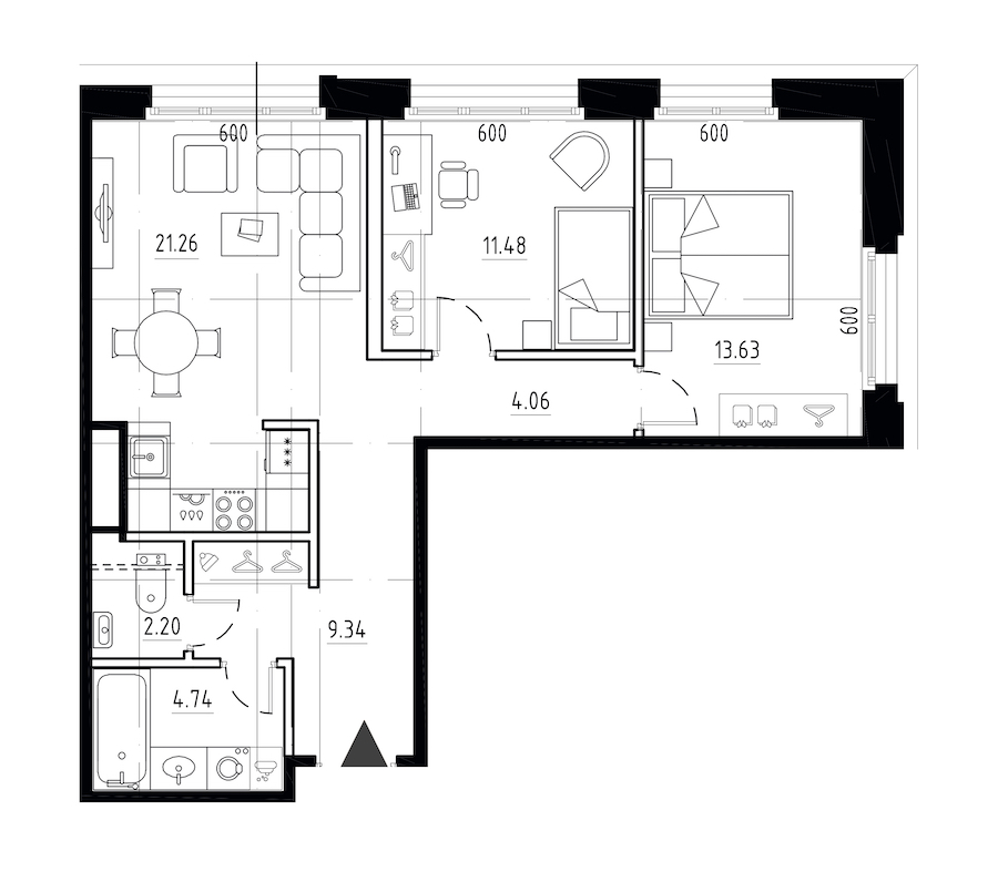 2-комнатная квартира 66.71 м², 8/9 эт., ЖК «LEGENDA Малоохтинский 68»